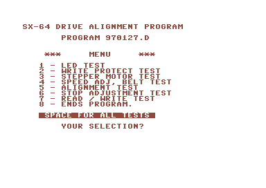 SX-64 Drive Alignment Program 970127.D