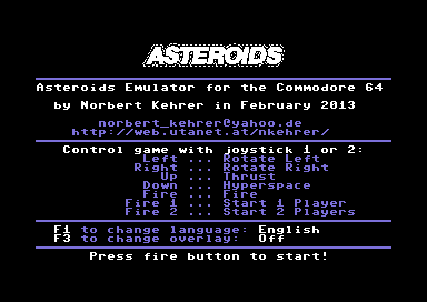 Asteroids Emulator (Build February 23, 2013)