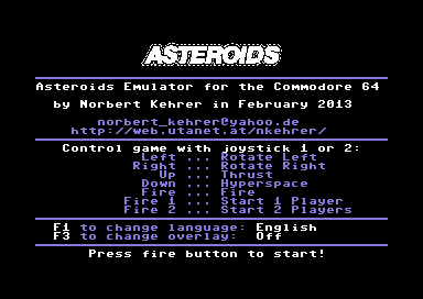 Asteroids Emulator (Build February 26, 2013)