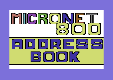 Micronet 800 Address Book