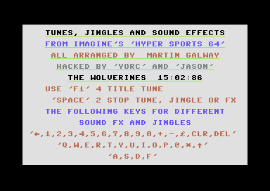 Tunes, Jingles and Sound Effects from Imagine's Hyper Sports 64
