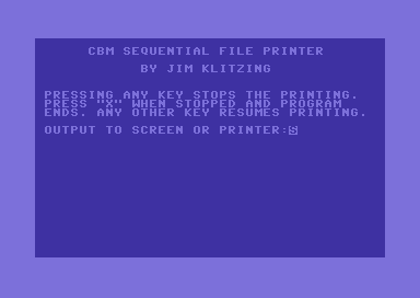 CBM Sequential File Printer