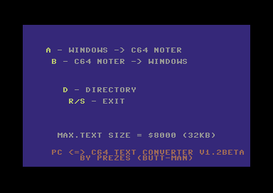 PC <> C64 Text Converter V1.2beta