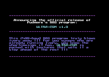 Ultra-Com BBS V1.0 Note