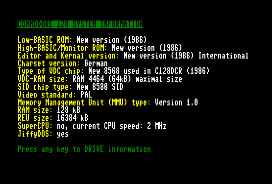 C128 System Information V7.2