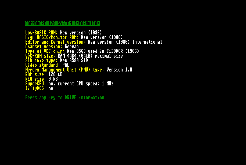 C128 System Information V7.3