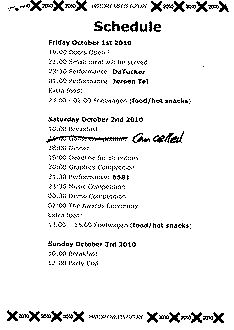 X-2010 Schedule