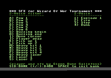 Wizard of Wor Tournament SFX