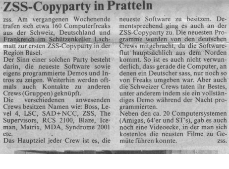ZSS Party Newspaper Article [german]