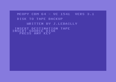 MCopy Disk to Tape Backup V3.1