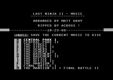 The Last Ninja II - Music