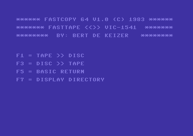 Fastcopy 64 V1.0 Fasttape <-> VIC-1541