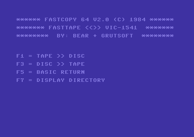 Fastcopy 64 V2.0 Fasttape <-> VIC-1541