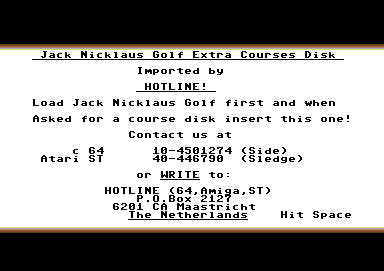 Jack Nicklaus Presents the International Course Disk