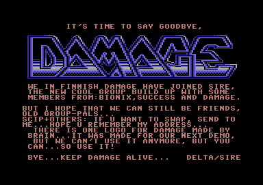 It's Time to Say Goodbye, Damage!
