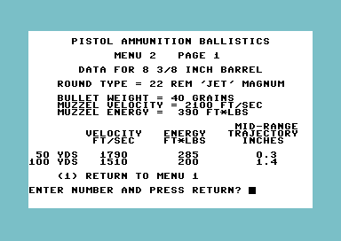 Bob's Pistol Ammunition Ballistics