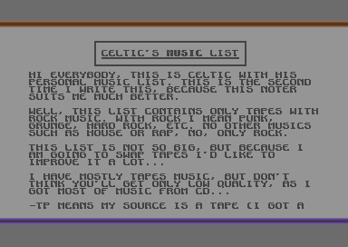 Celtic's Music List