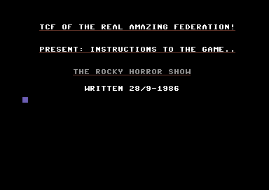 Rocky Horror Show Instructions