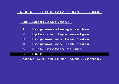 WHW - Turbo Tape Disk Copy [german]