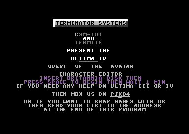 Ultima IV - Quest of the Avatar Character Editor