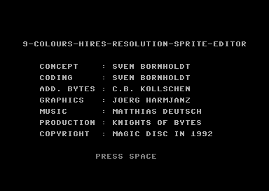 9 Colours Hires Resolution Sprite Editor