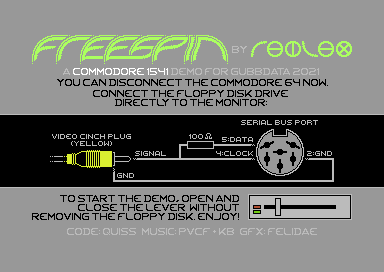 Screenshot of Freespin demo on C64 host