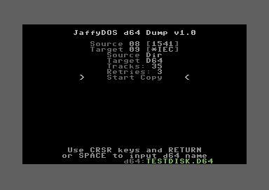 JaffyDOS d64 Copy and Dump V1.0