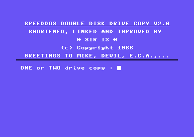 Speeddos Double Disk Drive Copy V2.0
