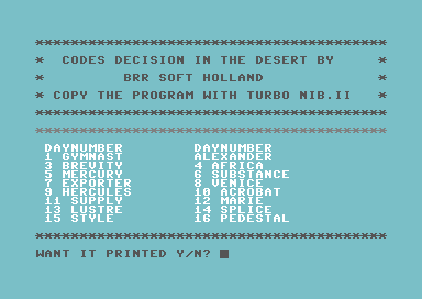 Decision in the Desert Codes