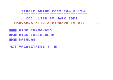 Single Drive Copy C64 & 1541 [hungarian]