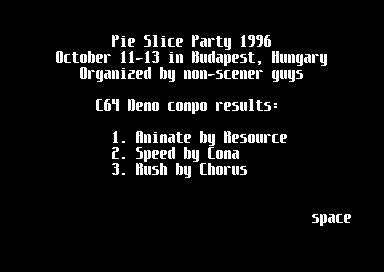 Pie Slice 1996 Results
