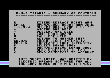 R-M-S Titanic - Summary of Controls