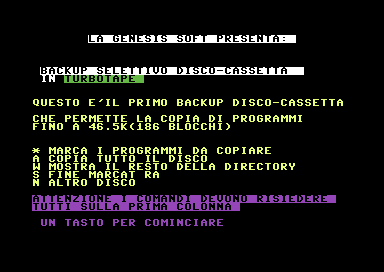 Backup Selettivo Disco-Cassetta in Turbotape [italian]