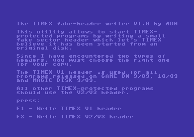 Timex Fake-Header Writer V1.0