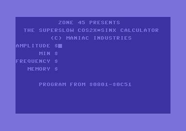 The Superslow Cos2X*SinX Calculator