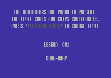 Chip's Challenge Codes