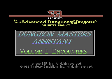 Dungeon Masters Assistant Volume I: Encounters +D