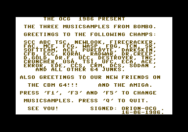 The Three Music Samples from Bombo