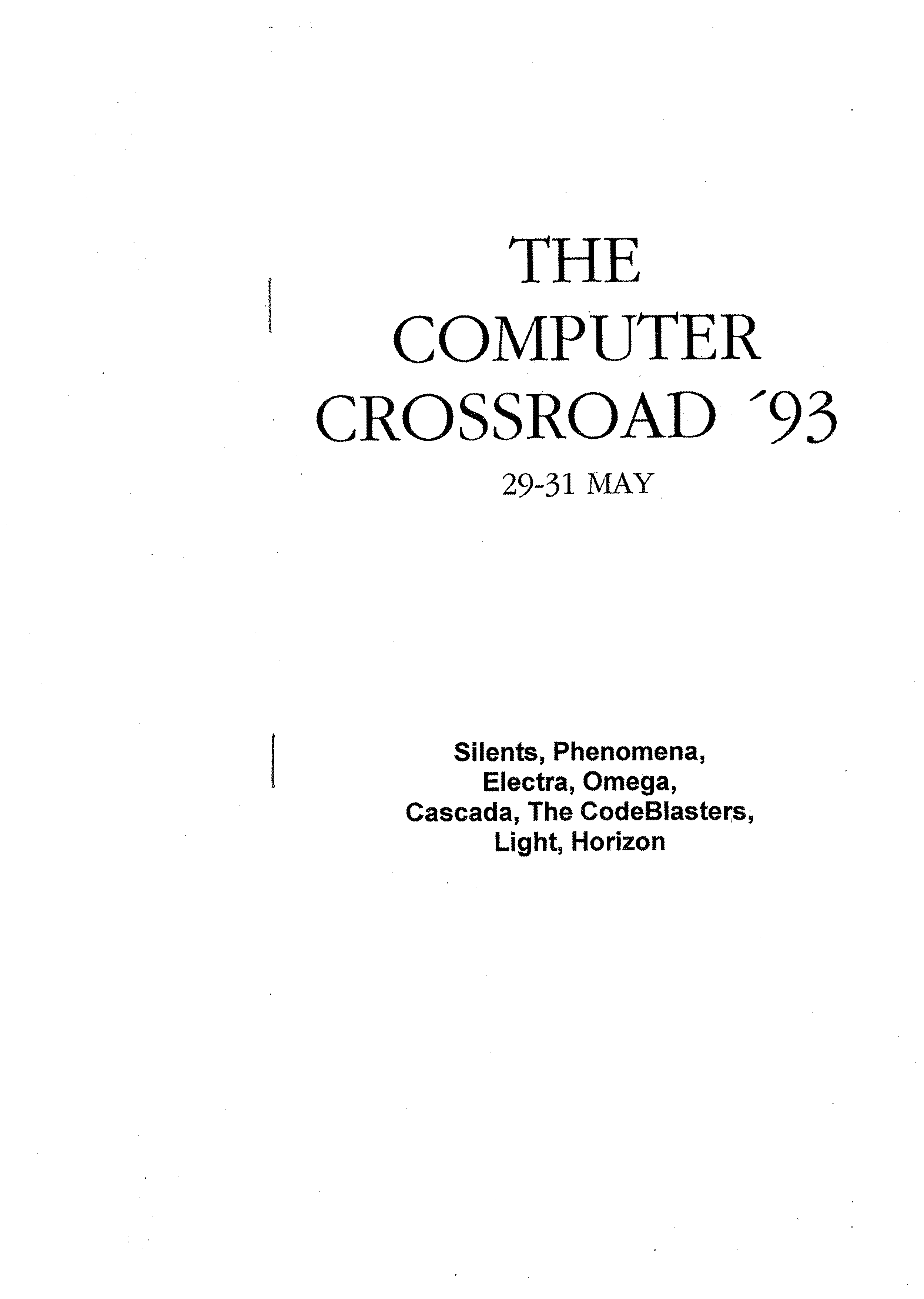 The Computer Crossroad 1993 Paper Invitation