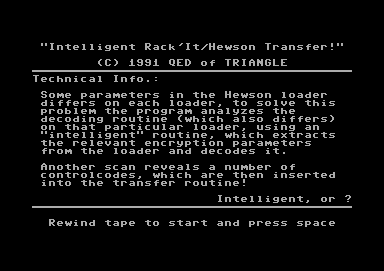 Intelligent Rack'it/Hewson Transfer