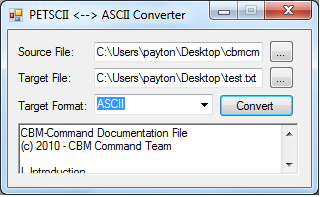 ASCII <--> PETSCII Converter for Windows